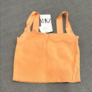 Zara Orange Ribbed Crop Top